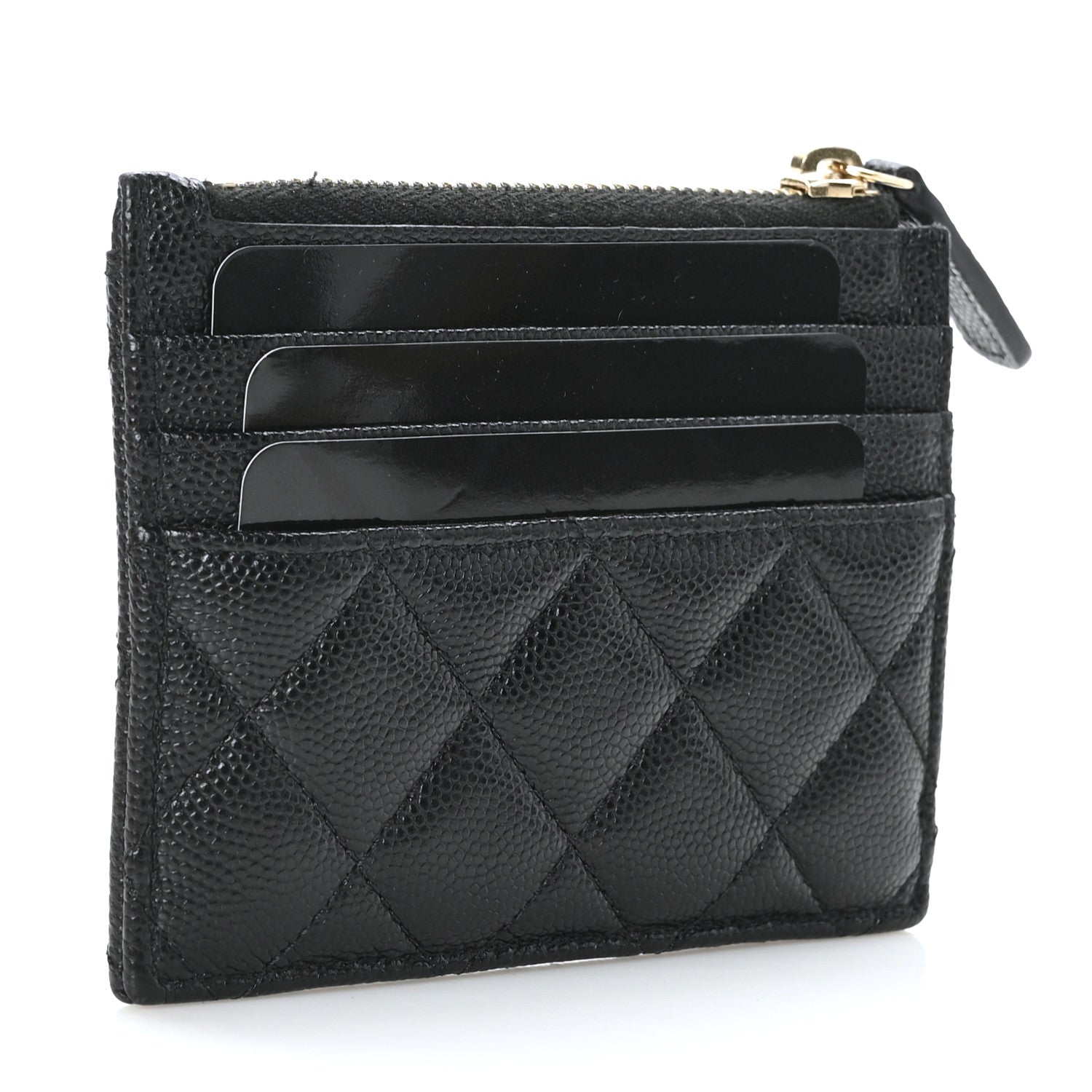 Chanel Iridescent Caviar Quilted CC Zip Card Holder Black 3 of 8