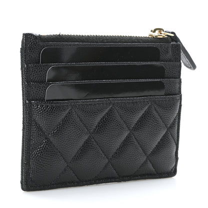 Chanel Iridescent Caviar Quilted CC Zip Card Holder Black 3 of 8