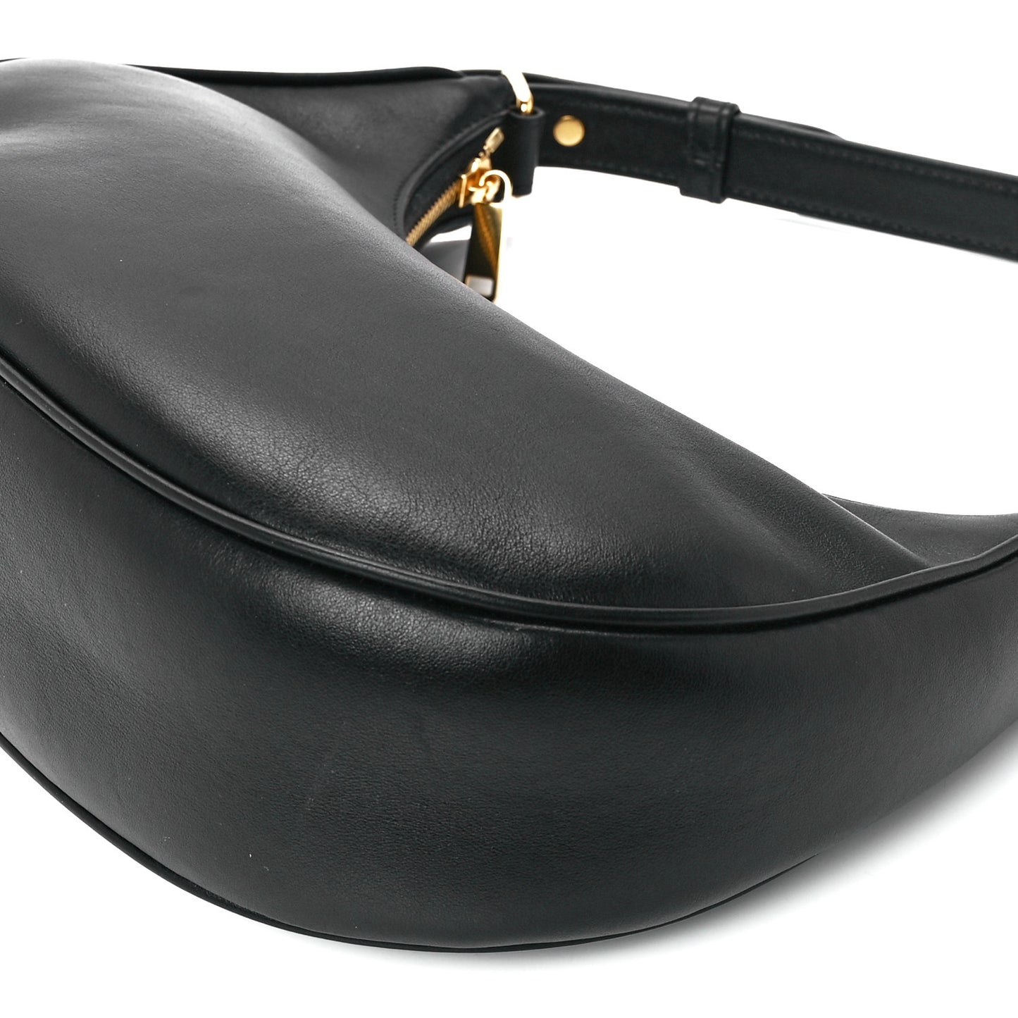 Smooth Calfskin Medium Strap Ava Shoulder Bag Black
