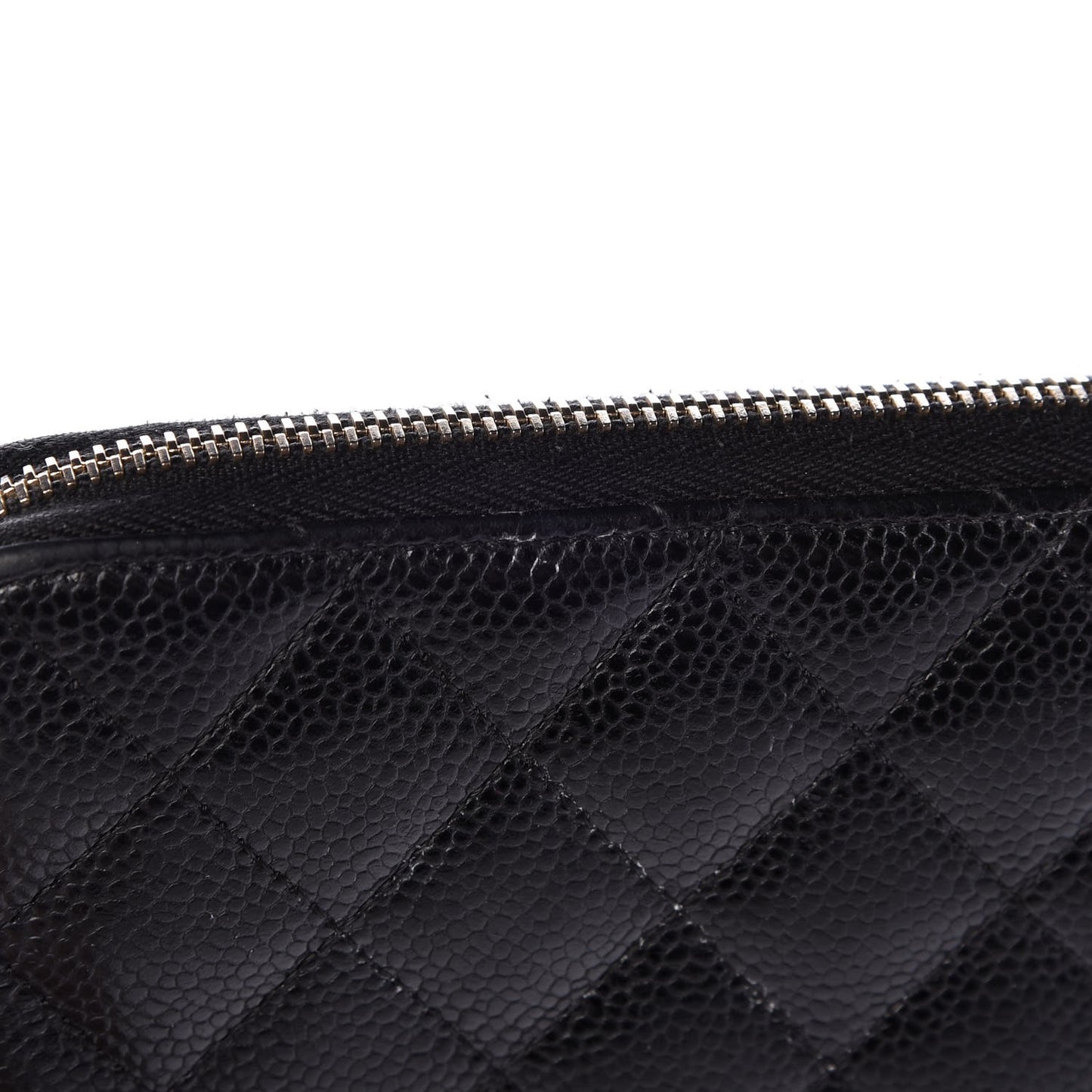 Caviar Quilted Large Zip Around Organizer Wallet Black