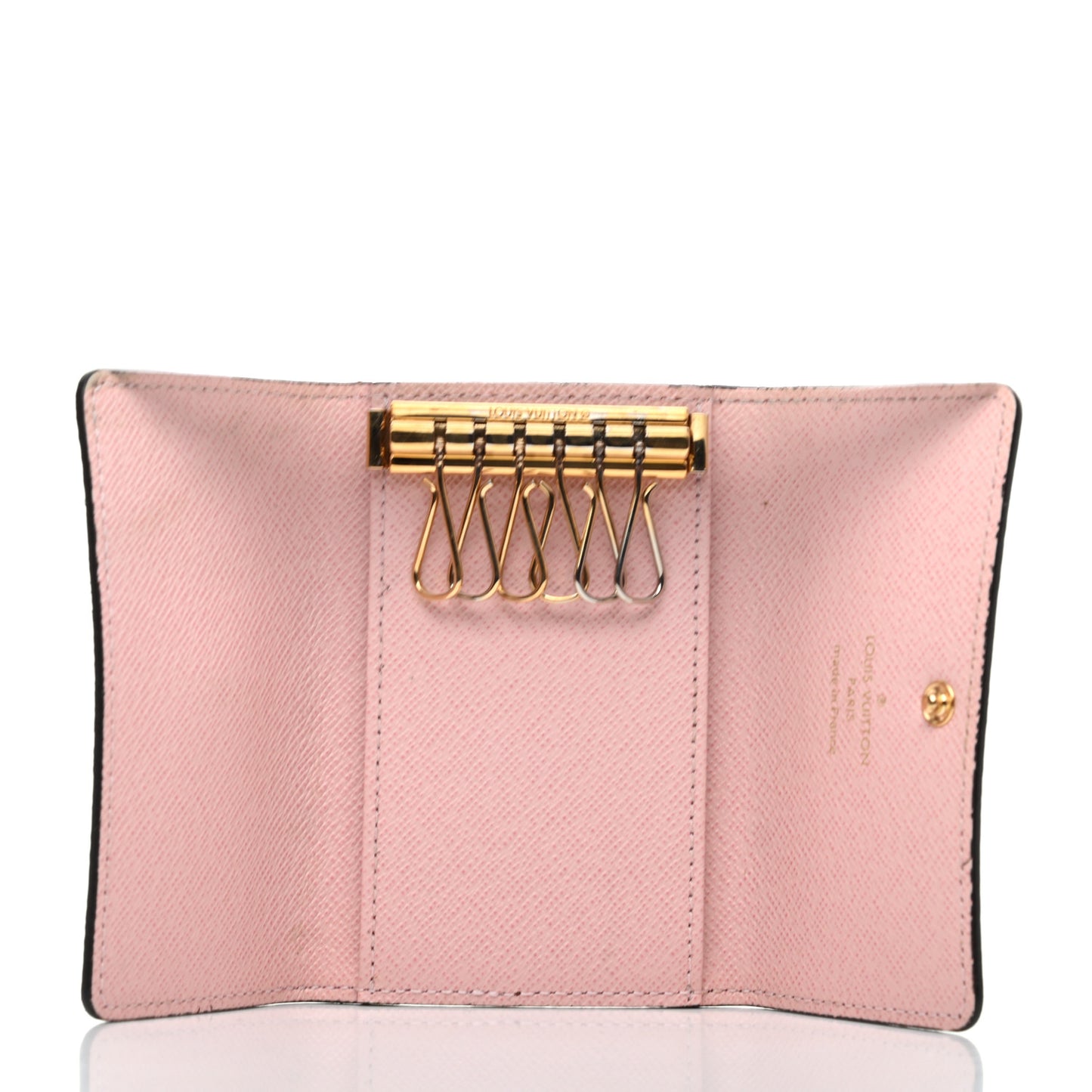 Damier Ebene Multicles 6 Key Holder Rose Ballerine