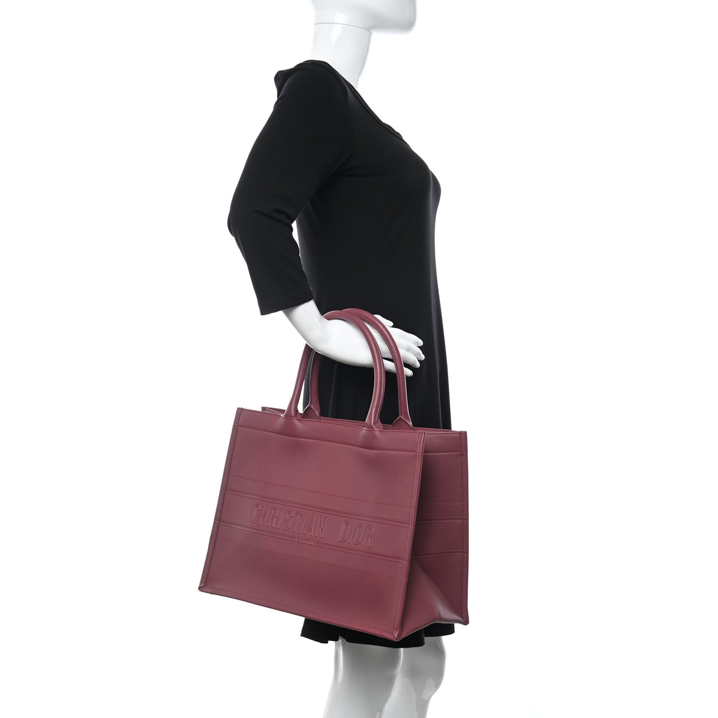 Calfskin Embossed Medium Book Tote Red