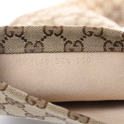 Gucci Monogram Lisa Mid Heel Boots 37.5 Beige Ebony 7 of 8