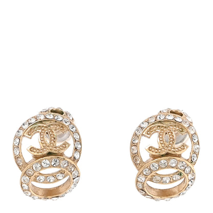 Chanel Crystal CC Double Hoop Earrings Gold 1 of 4