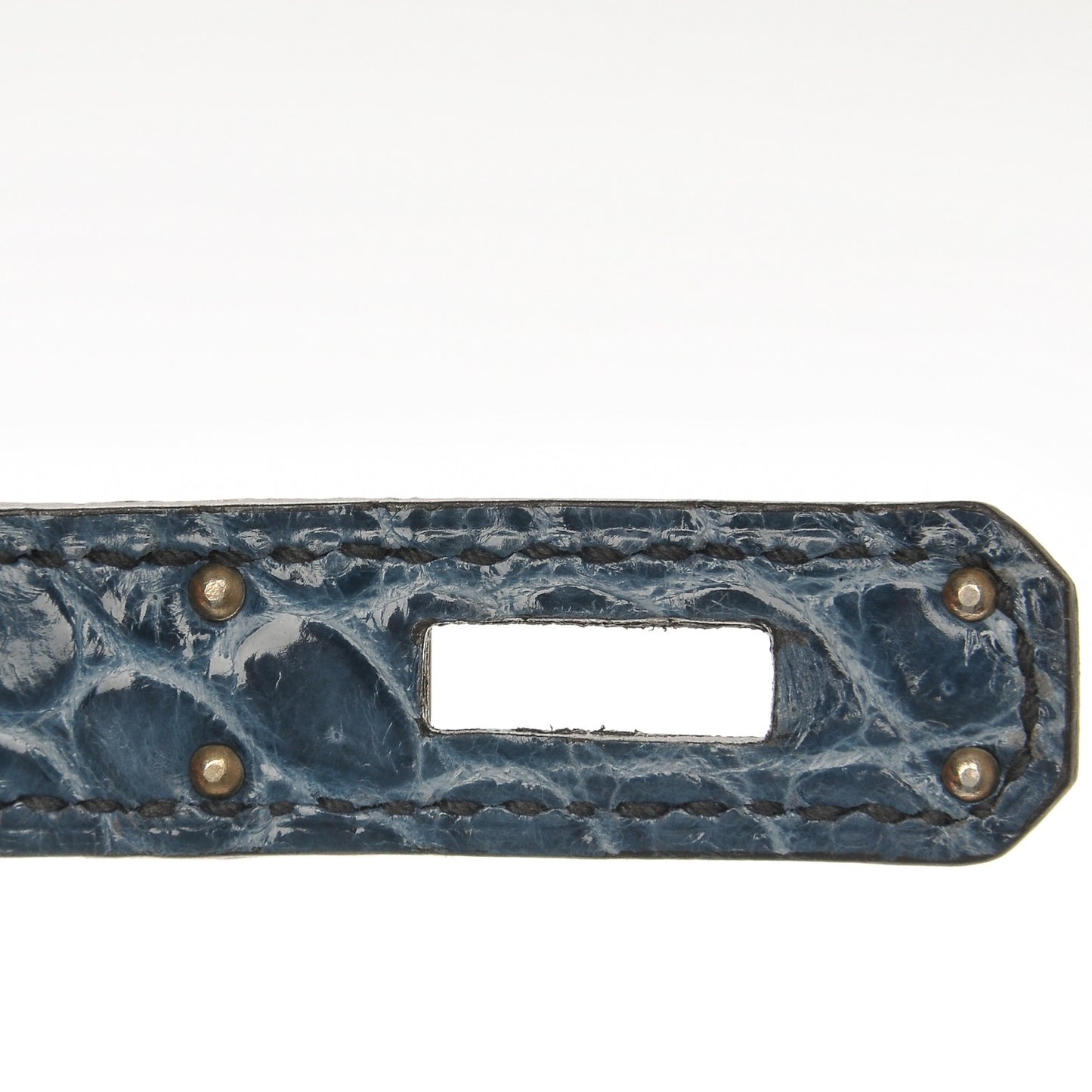 Shiny Niloticus Crocodile Kelly Cut Pochette Blue Jean