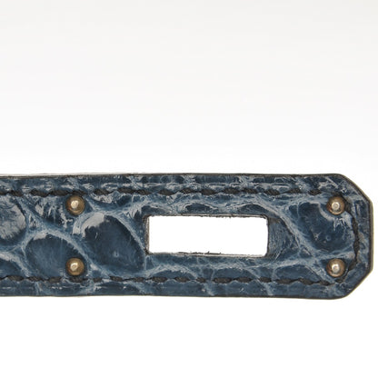 Hermes Shiny Niloticus Crocodile Kelly Cut Pochette Blue Jean 19 of 38
