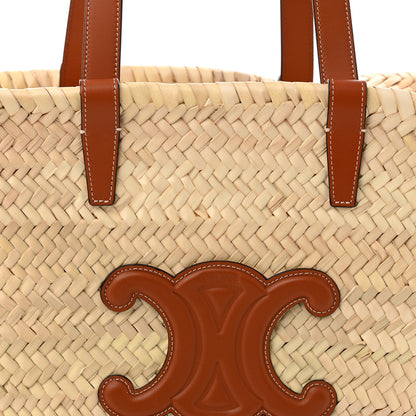 Celine Raffia Calfskin Triomphe Medium Panier Tan 7 of 9