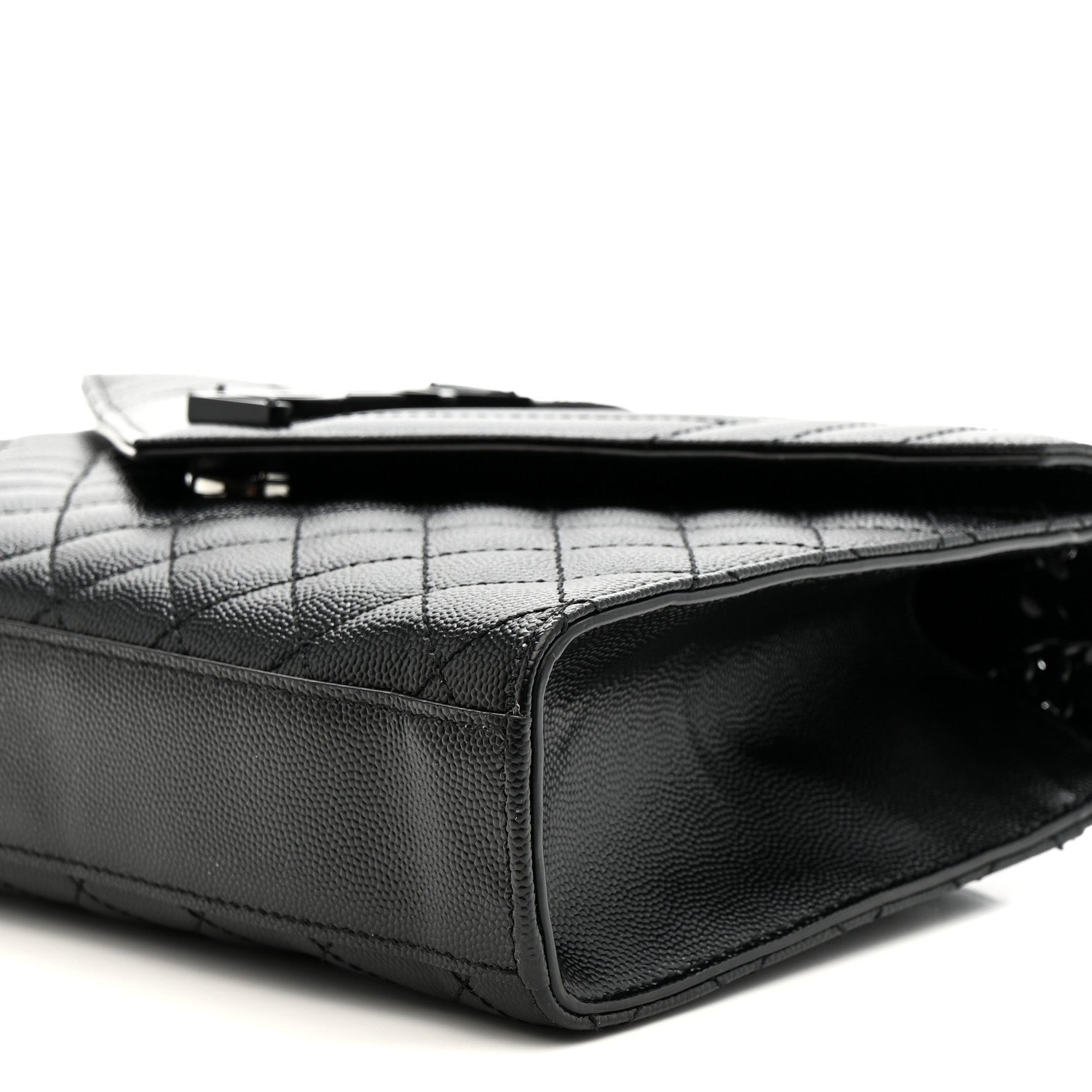 Saint Laurent Grain De Poudre Textured Mixed Matelasse Triquilt Medium Monogram Monochrome Satchel Black 18 of 19