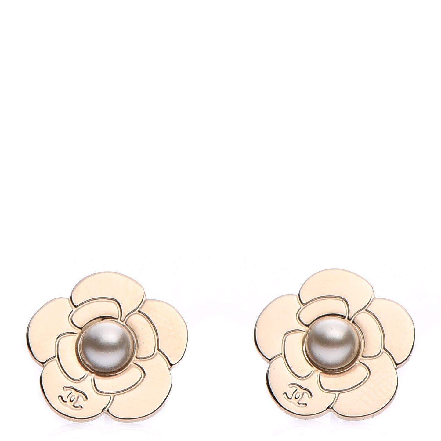Pearl CC Camellia Earrings Gold