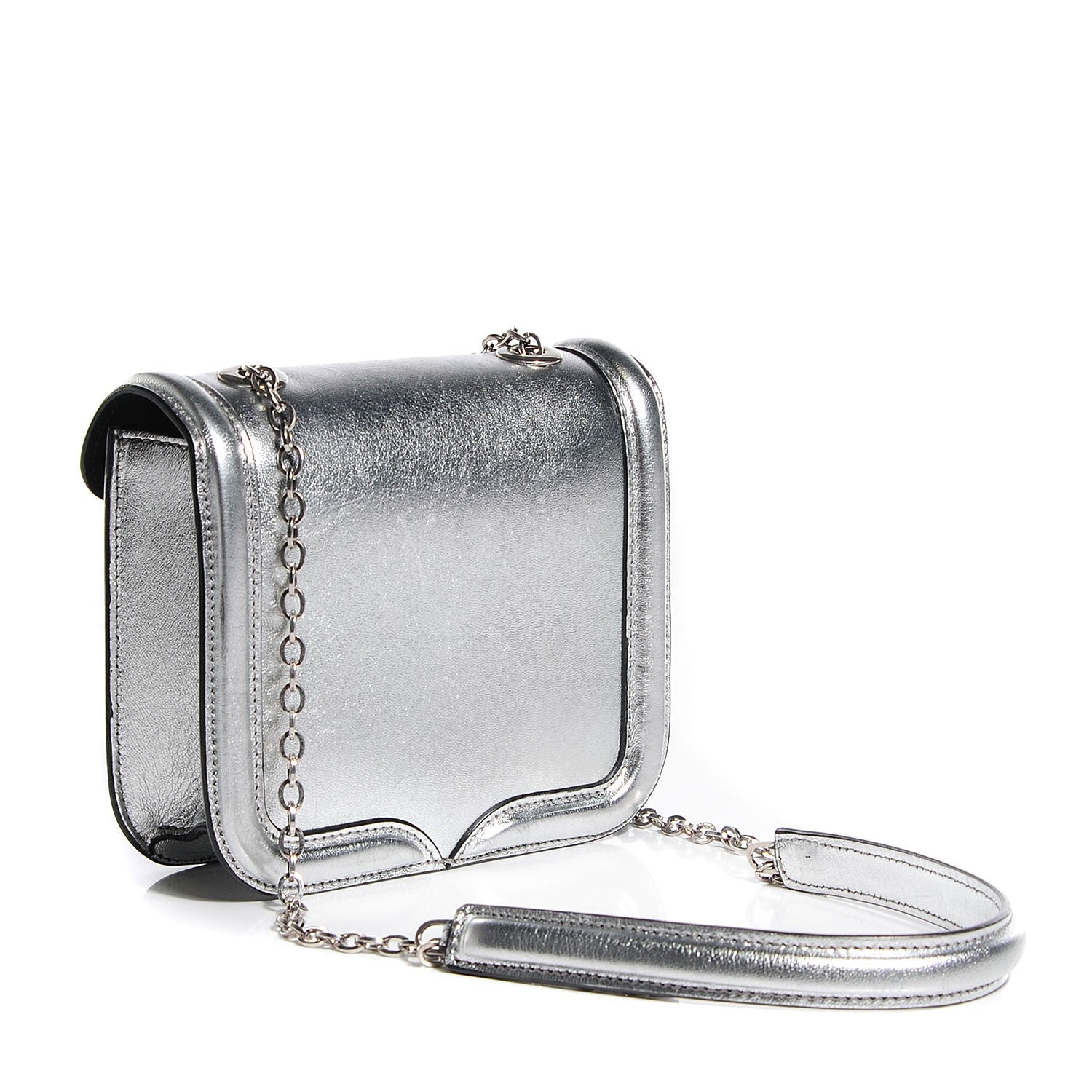 Alexander McQueen Metallic Lambskin Mini Heroine Chain Satchel Silver 3 of 8
