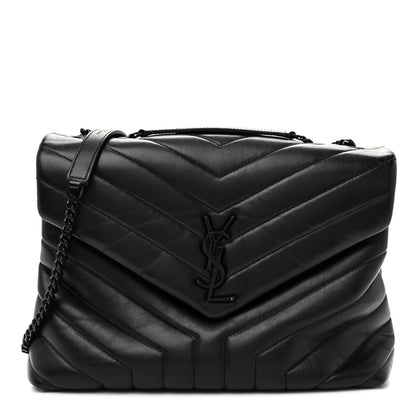 Saint Laurent Calfskin Y Quilted Monogram Monochrome Medium Loulou Chain Satchel Black 1 of 12