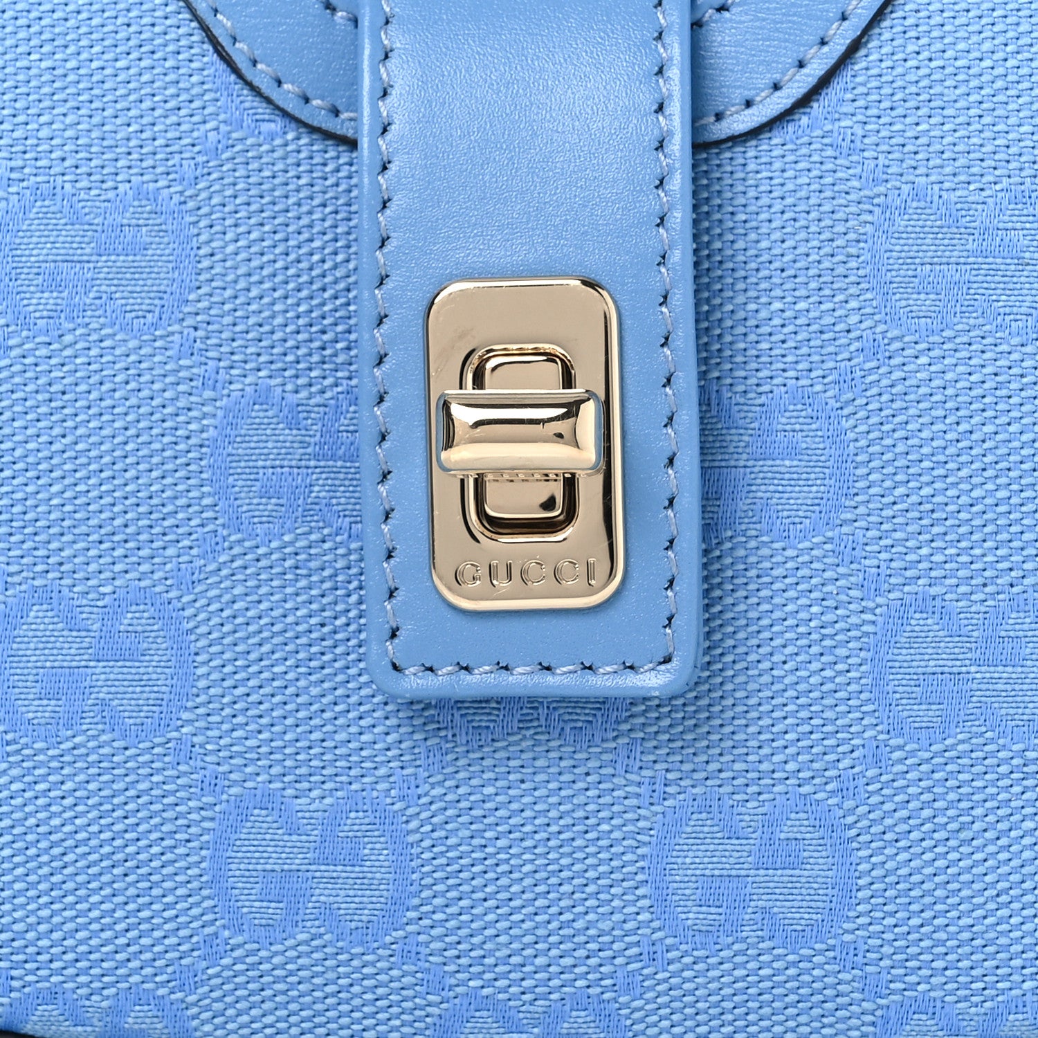 Gucci Calfskin Monogram Mini Moon Side Shoulder Bag Blue 8 of 12