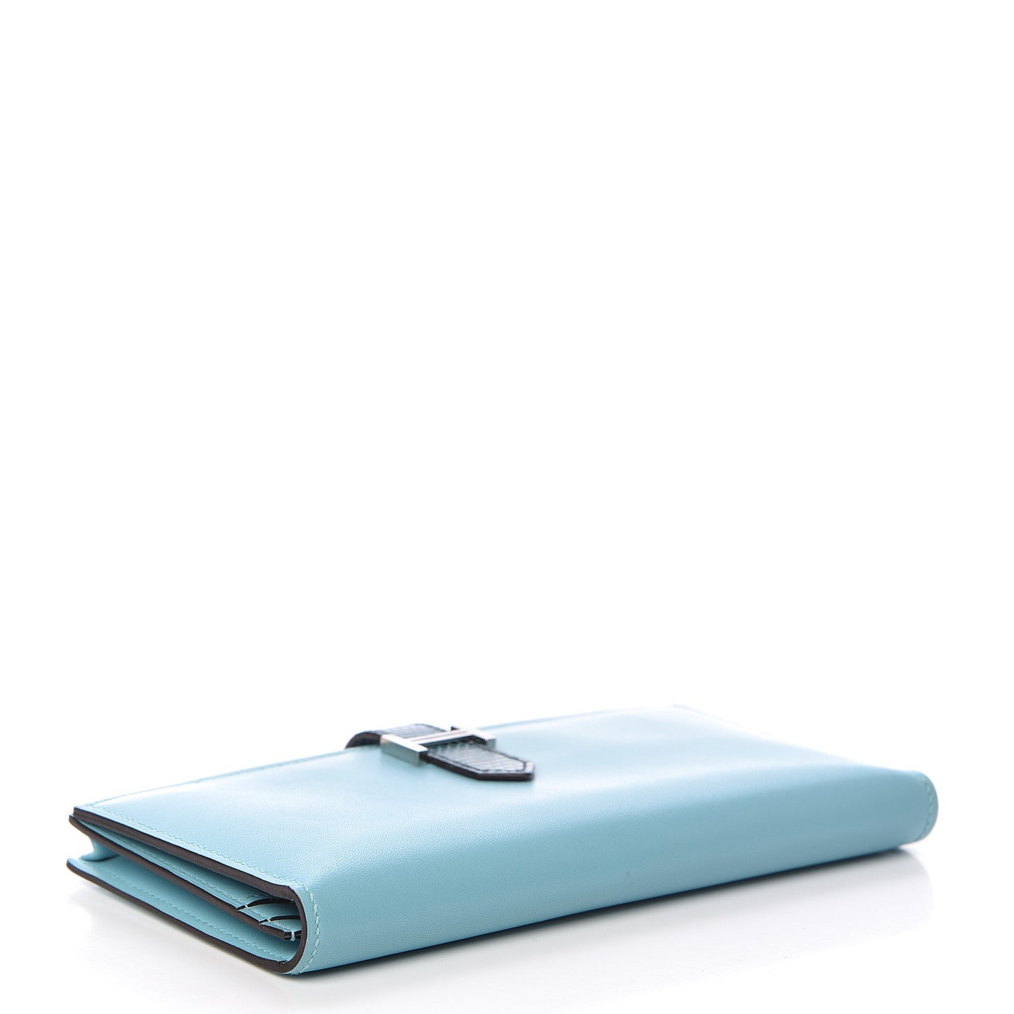 Tadelakt Lizard Bearn Gusset Wallet Bleu Atoll Bleu Petrole