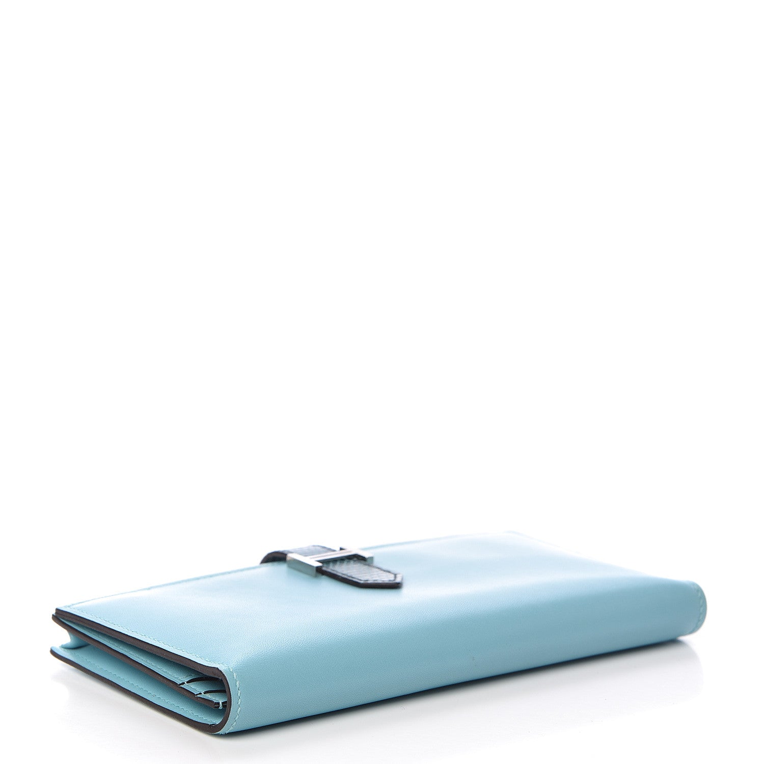 Hermes Tadelakt Lizard Bearn Gusset Wallet Bleu Atoll Bleu Petrole 4 of 7