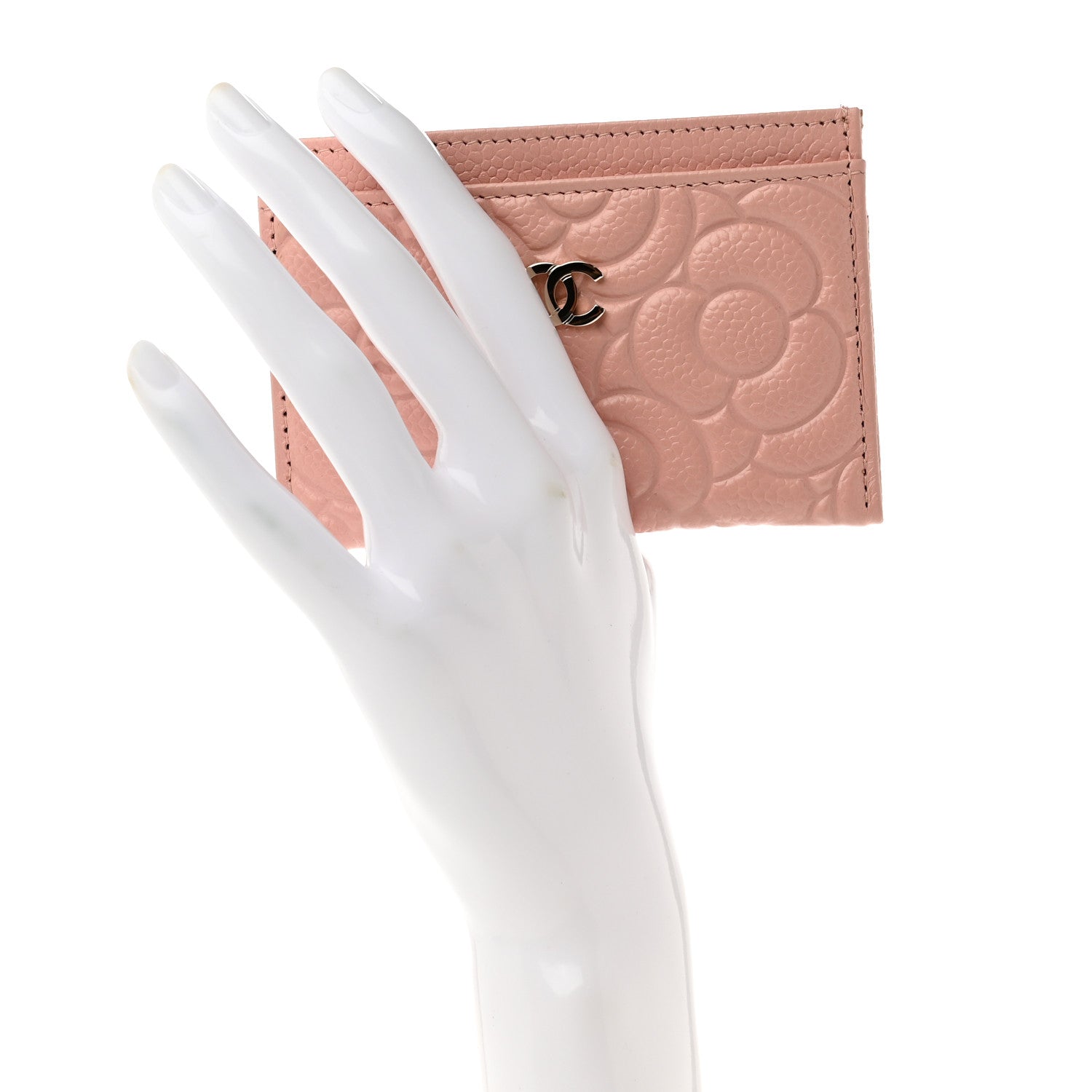 Chanel Caviar Camellia Embossed Card Holder Light Pink 2 of 8