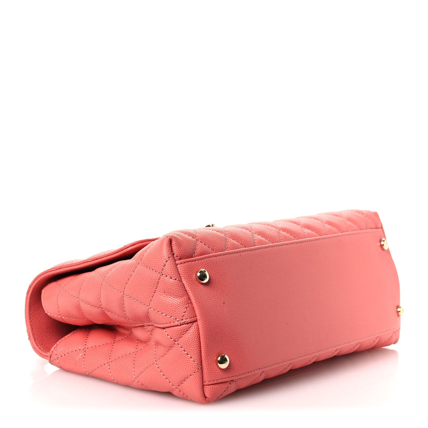 Caviar Quilted Small Coco Handle Flap Coral