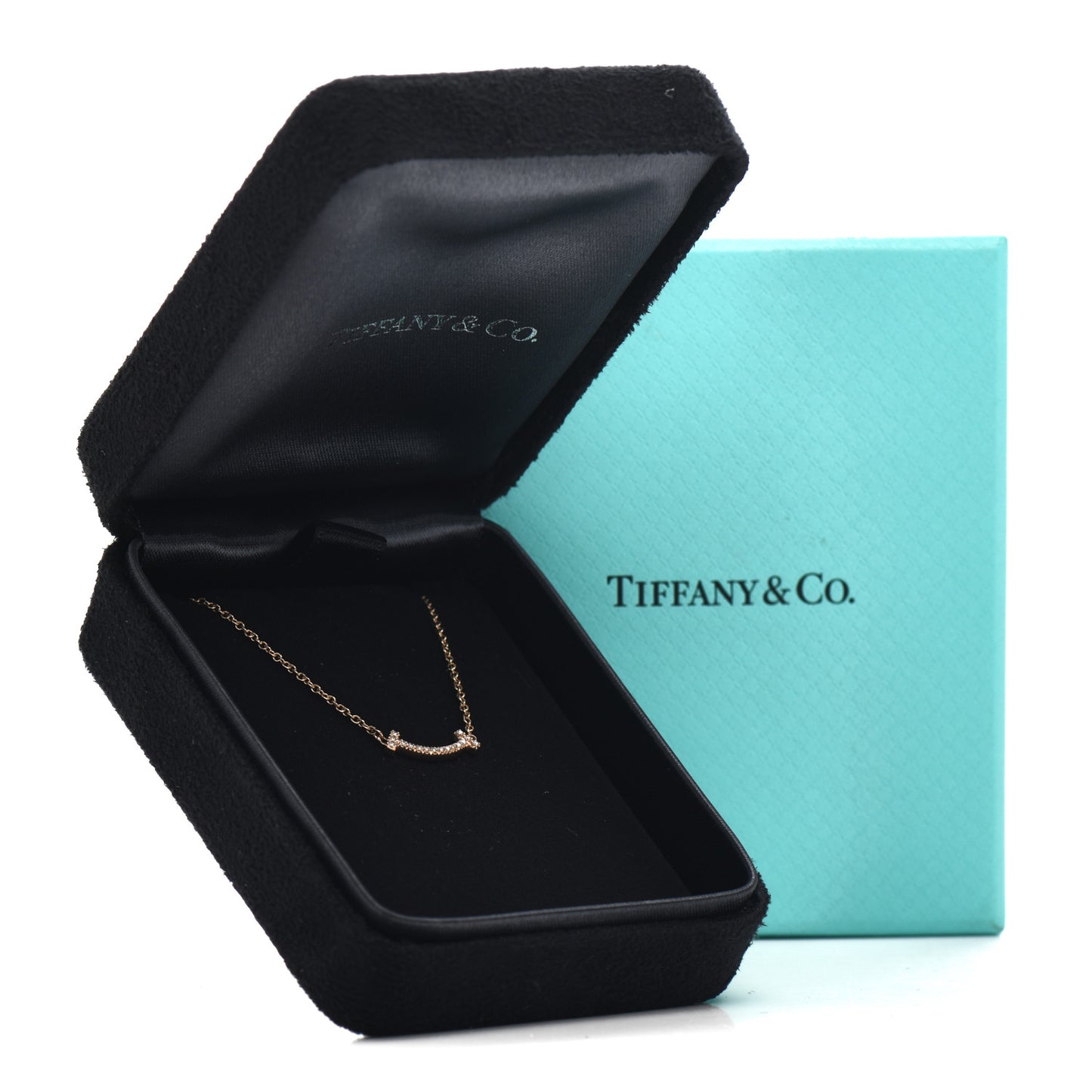 18K Rose Gold Diamond Mini T Smile Pendant Necklace
