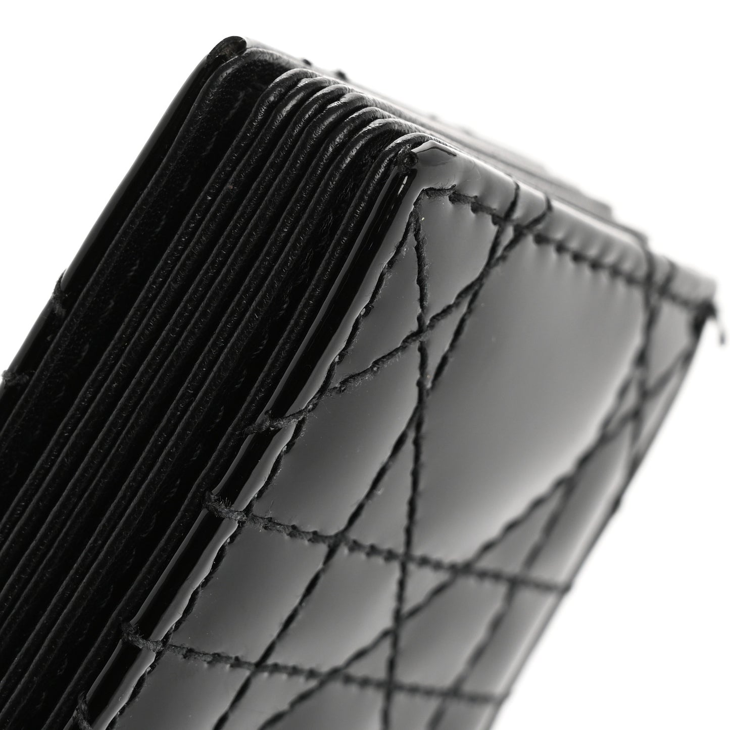 Patent Cannage Lady Dior 5-Gusset Card Holder Black