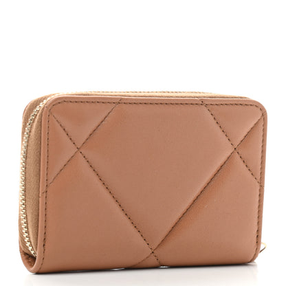 Chanel Lambskin Quilted Chanel 19 Zip Around Coin Purse Wallet Brown 3 of 7