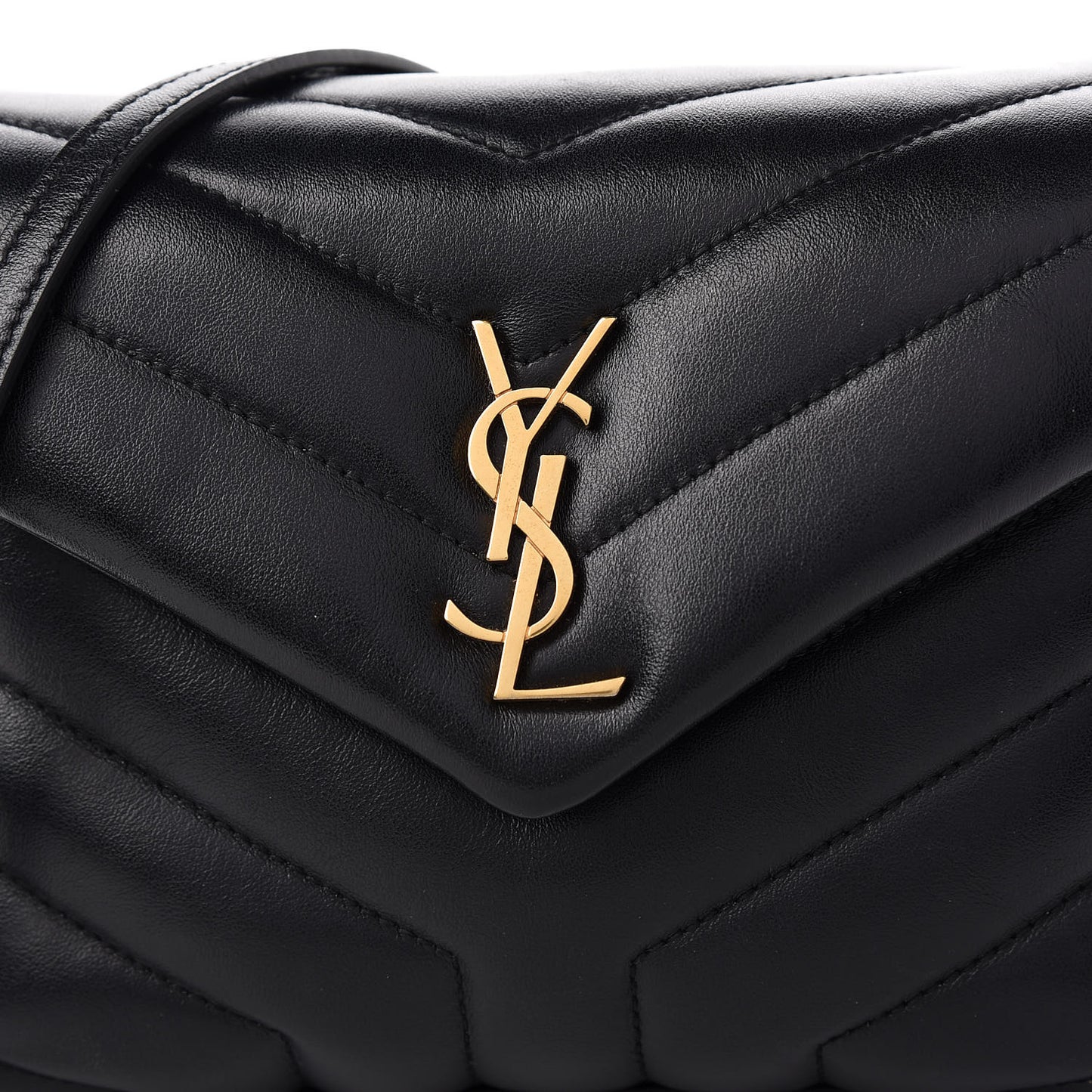 Calfskin Y Quilted Monogram Toy Loulou Crossbody Bag Black