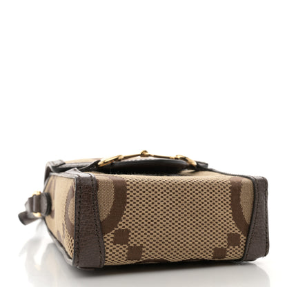 Gucci Monogram Jumbo GG Textured Dollar Calfskin Mini Horsebit 1955 Crossbody Bag Camel Ebony New Acero 4 of 11