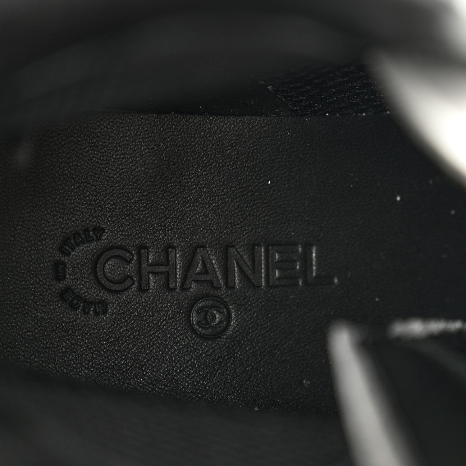 Chanel Calfskin Mesh Strass Womens CC Sneakers 38 Black Silver 6 of 8