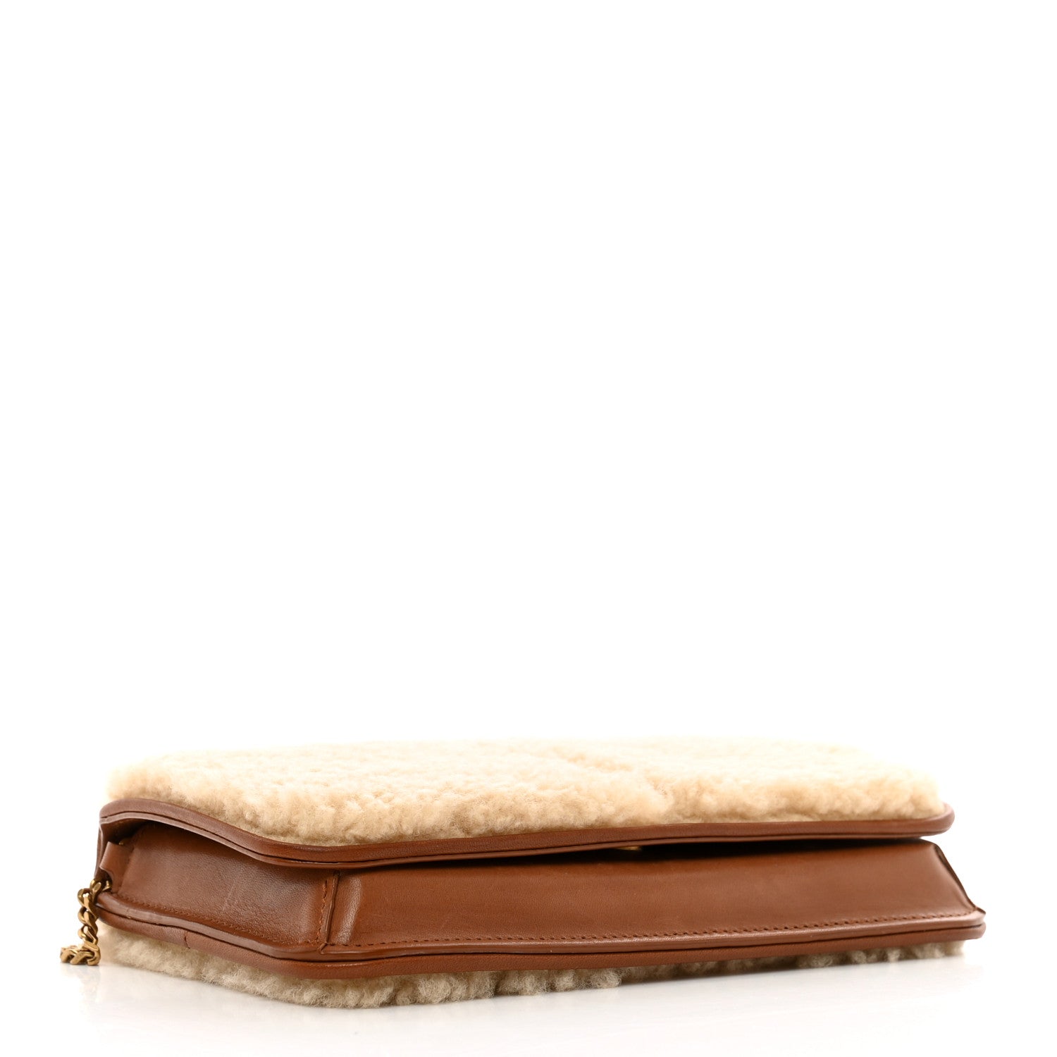 Saint Laurent Shearling Monogram Phone Holder Crossbody Brown 4 of 11