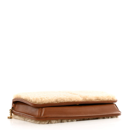 Saint Laurent Shearling Monogram Phone Holder Crossbody Brown 4 of 11