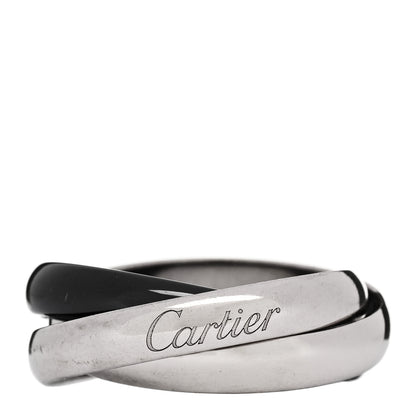 Cartier 18K White Gold Black Ceramic Trinity Ring 56 7.5 1 of 5