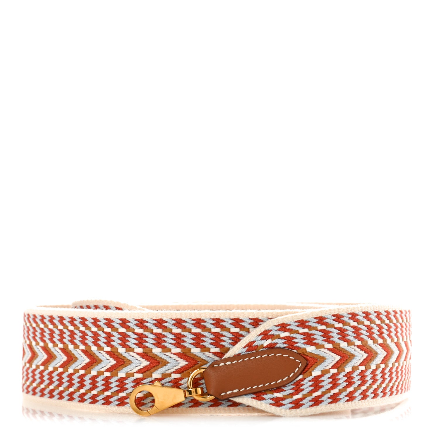 Hermes Toile Swift Sangle Allegro 50mm Shoulder Strap Cornaline Blanc Gold 1 of 4