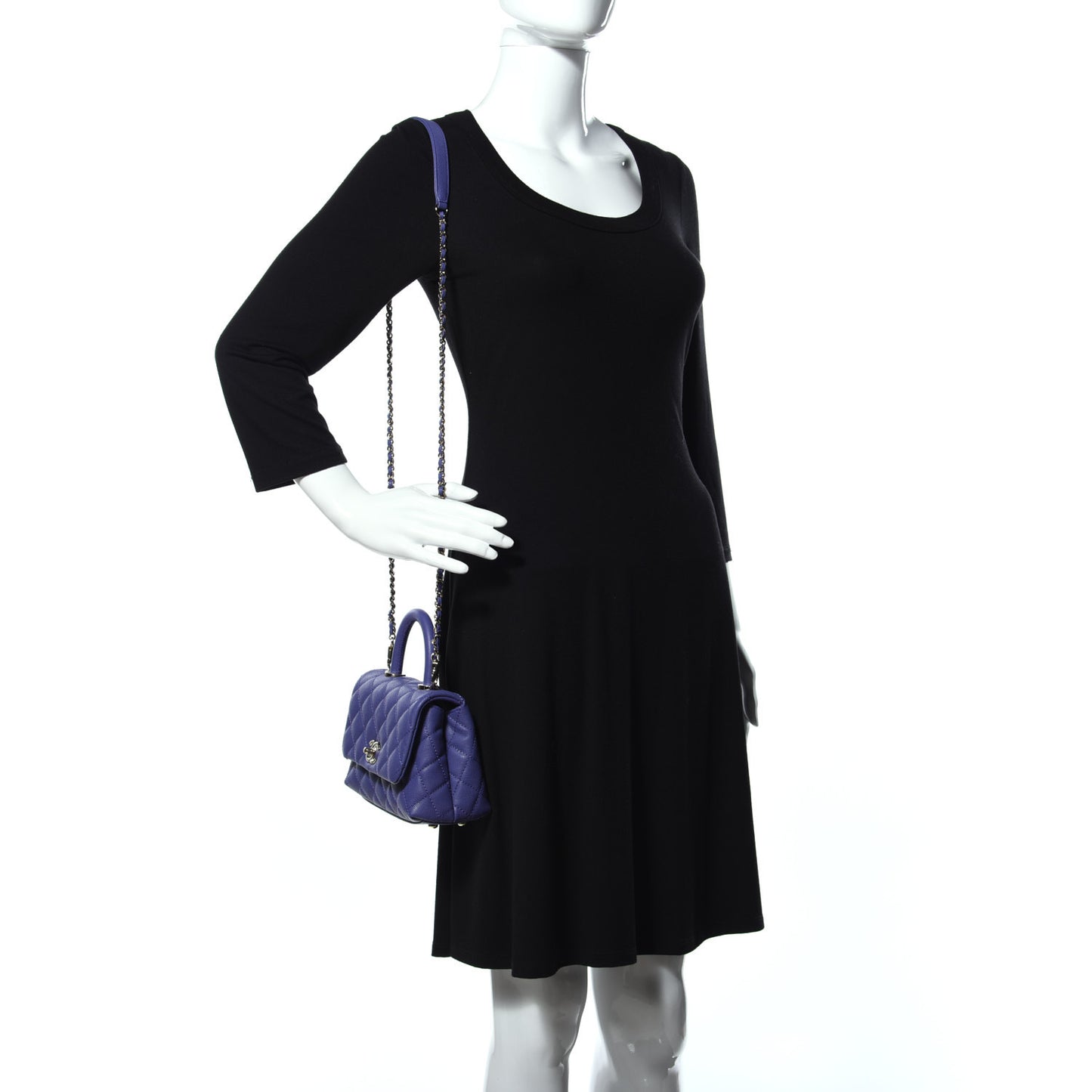 Caviar Quilted Extra Mini Coco Handle Flap Purple