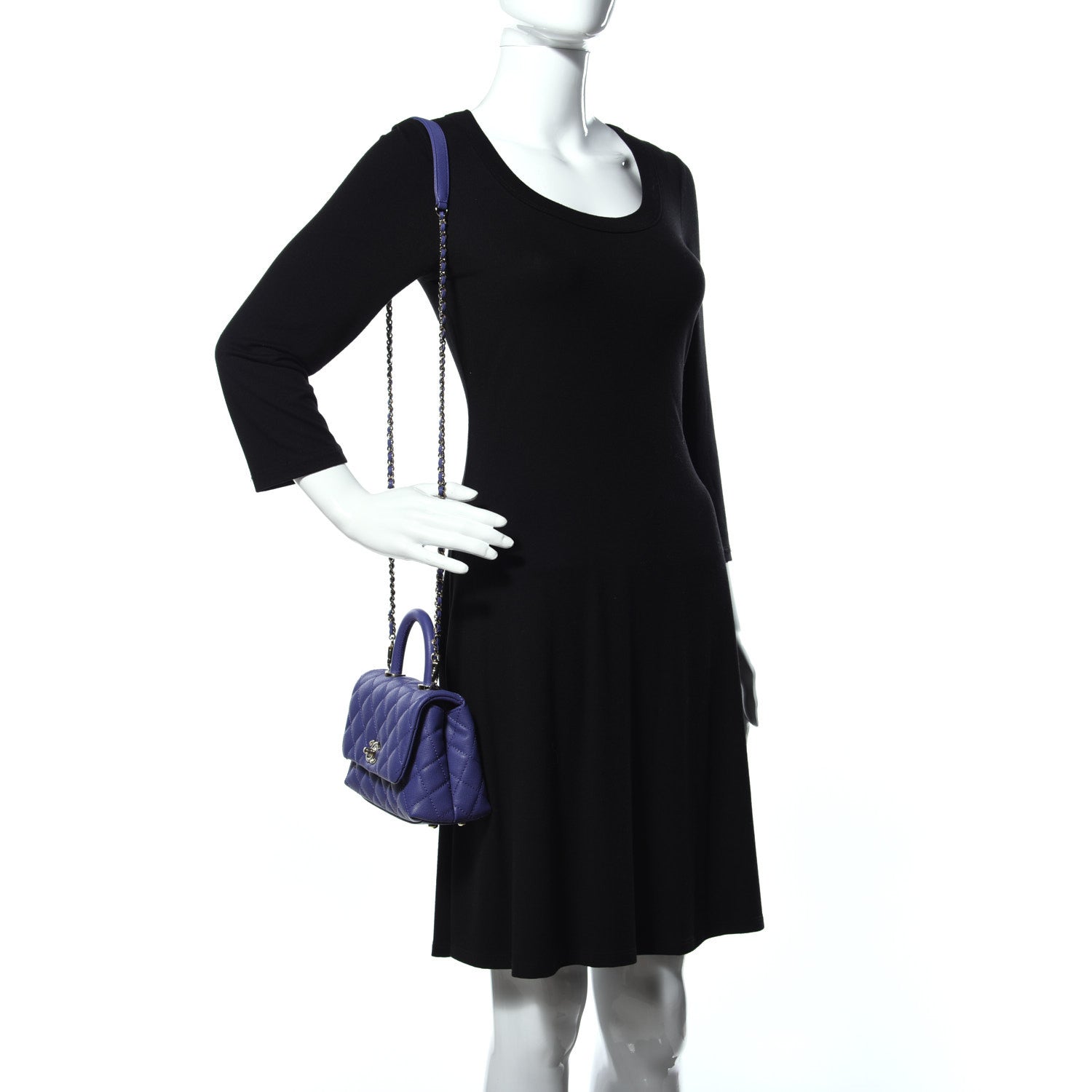Chanel Caviar Quilted Extra Mini Coco Handle Flap Purple 2 of 9