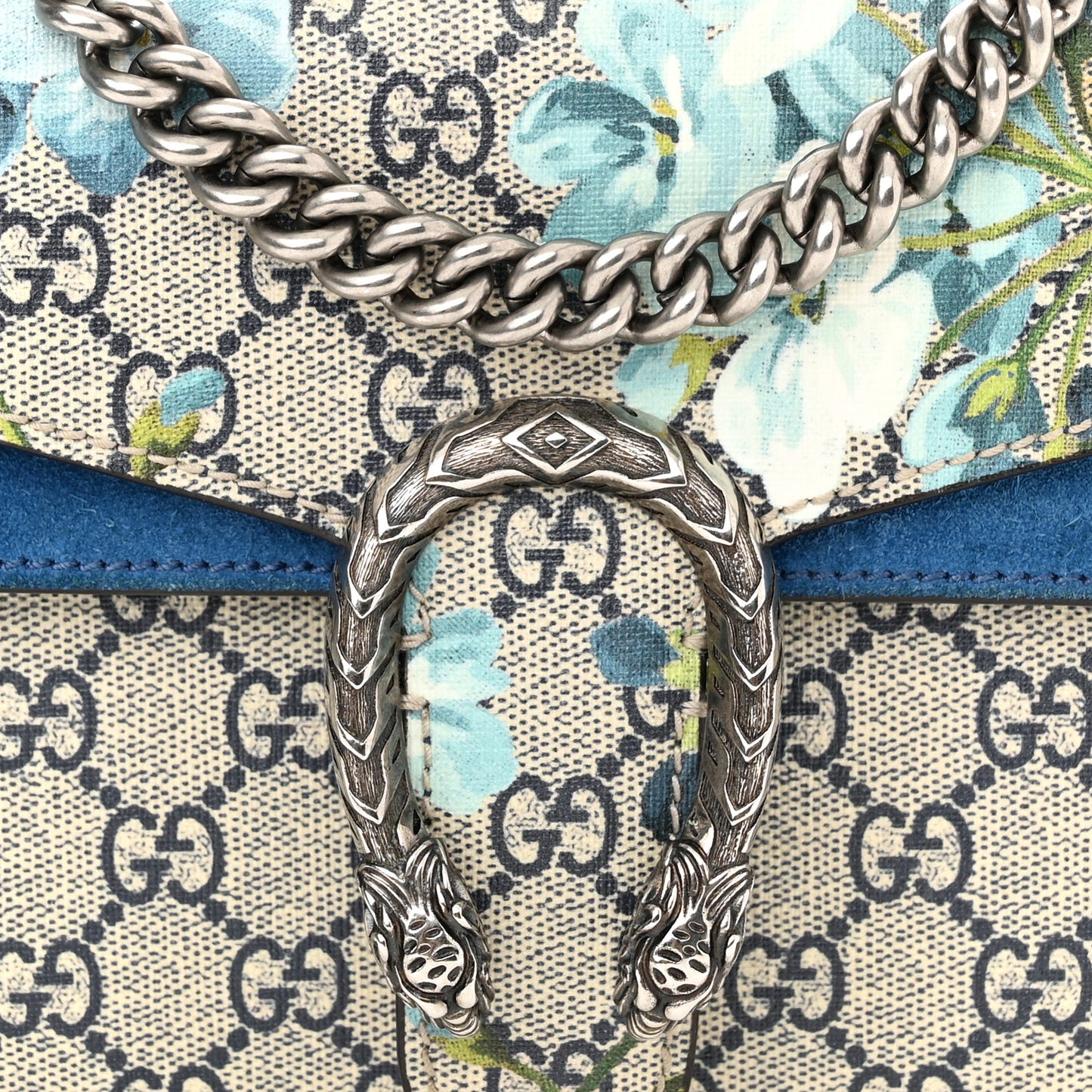 GG Supreme Monogram Blooms Mini Dionysus Shoulder Bag Beige Navy Vintage Blue