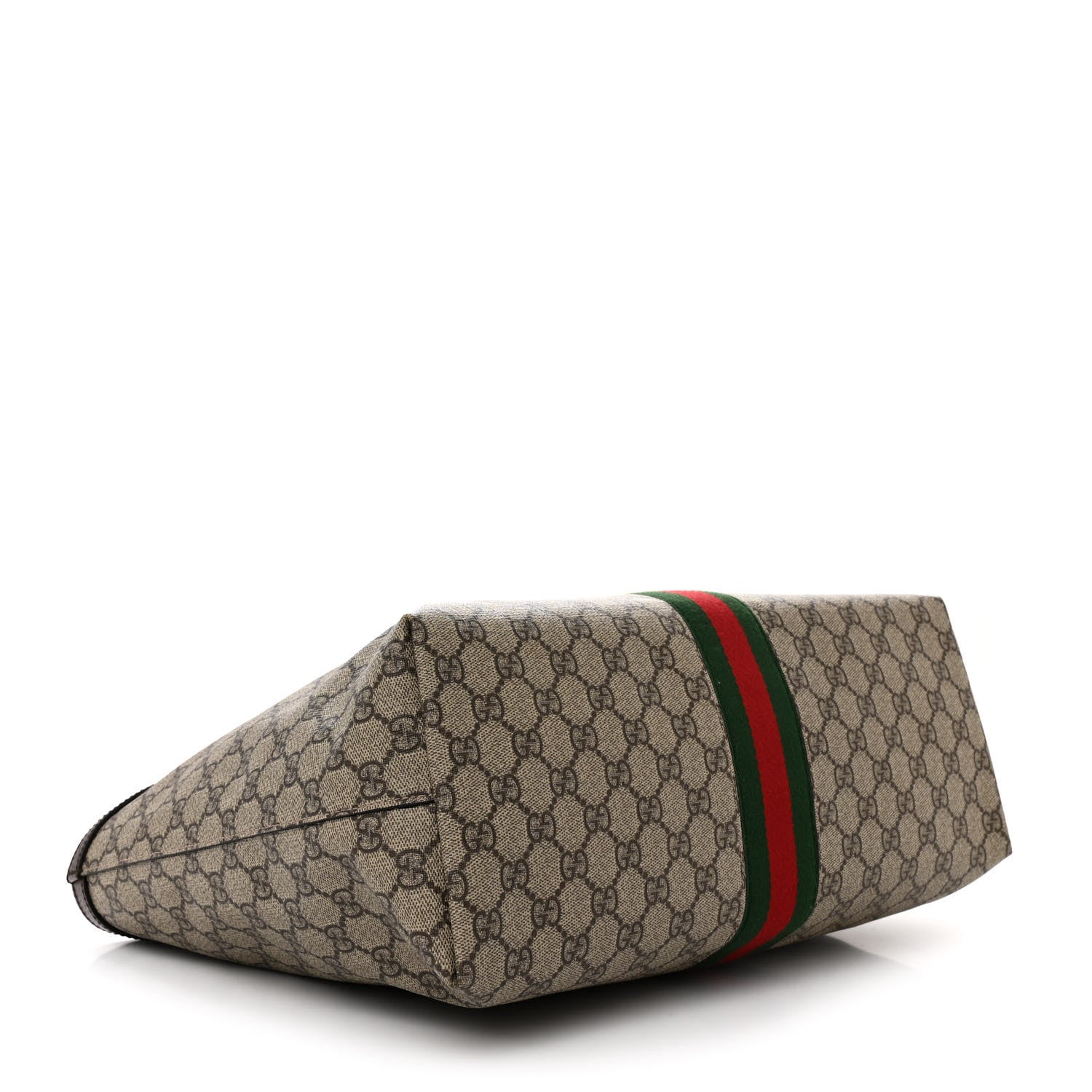 Gucci GG Supreme Monogram Textured Calfskin Web Medium Ophidia Shopping Tote Beige Ebony New Acero 4 of 12