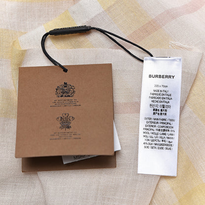 Burberry Wool Silk Gauze Giant Check Lightweight Scarf Primrose 5 of 6