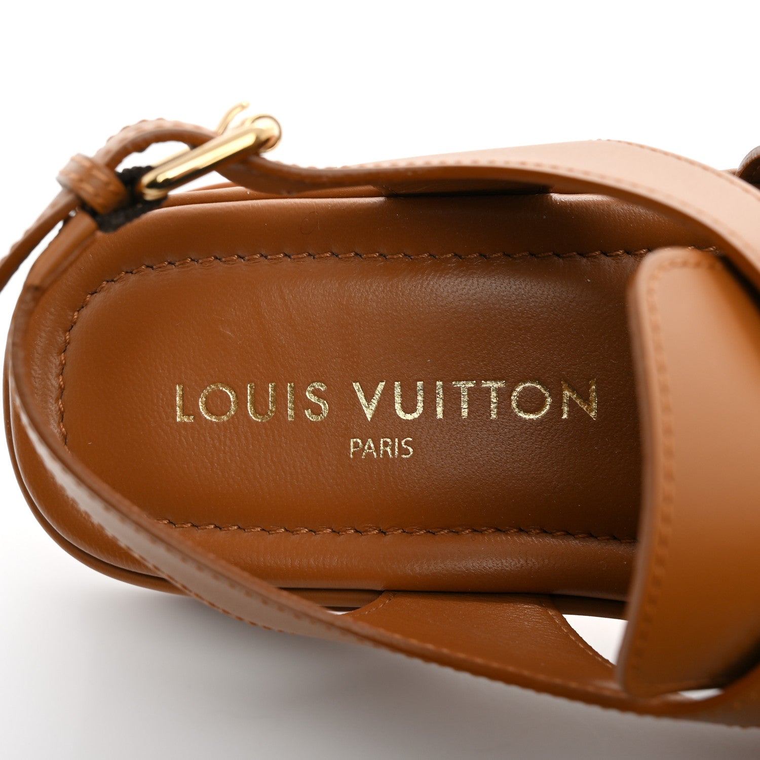 Louis Vuitton Calfskin Maya Flatform Sandals 38 Cognac 7 of 12
