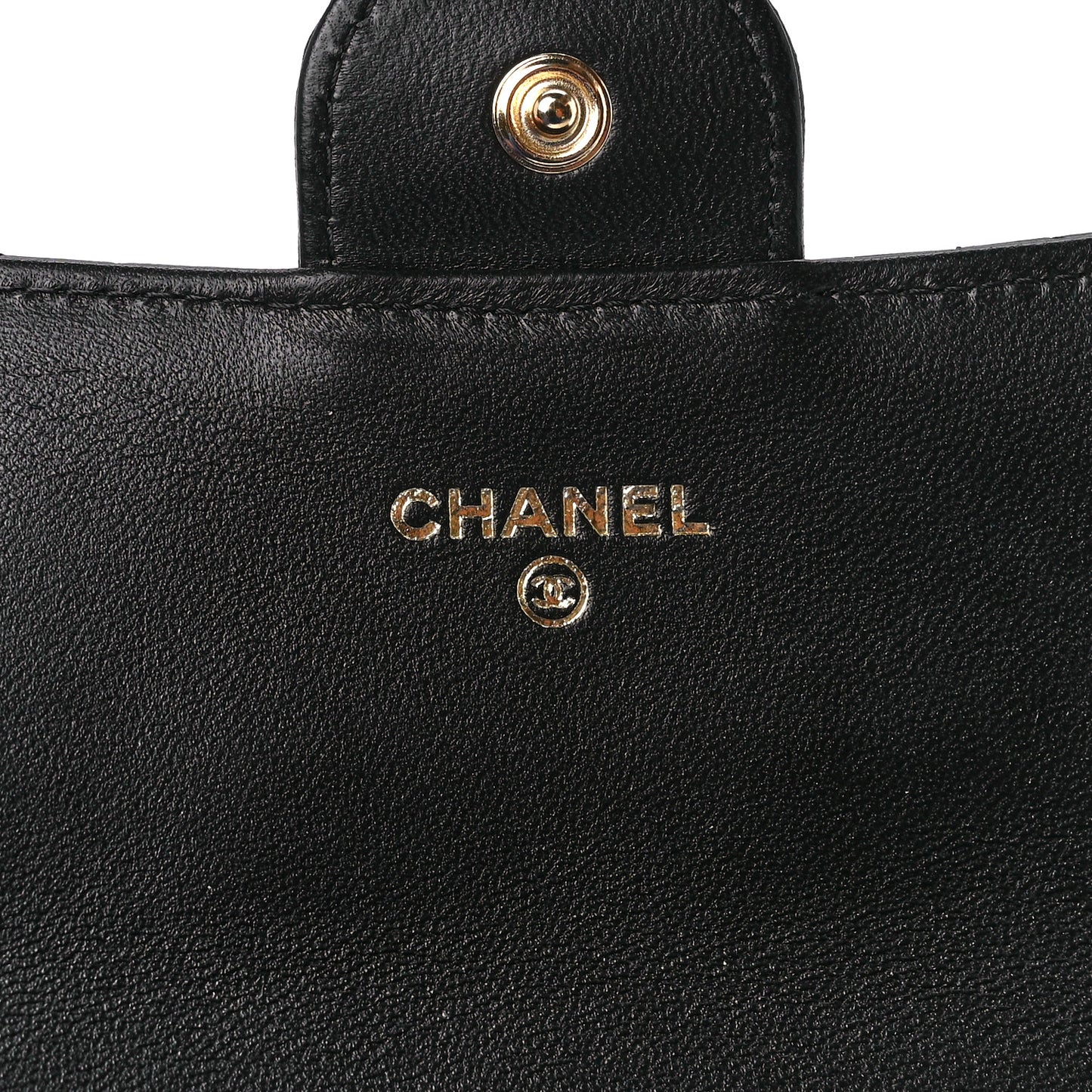 Lambskin Quilted Large Gusset Flap Wallet Black