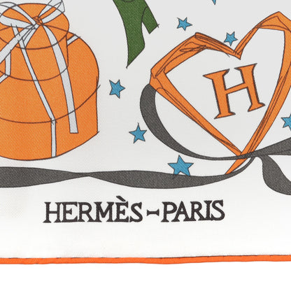 Hermes Silk Le Bal Masque Scarf 70 Orange White Multicolor 3 of 5