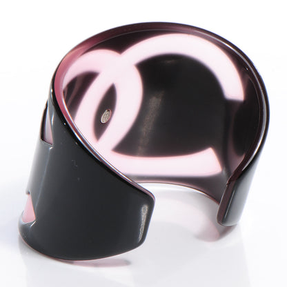 Chanel Resin CC Cuff Black Pink 3 of 5
