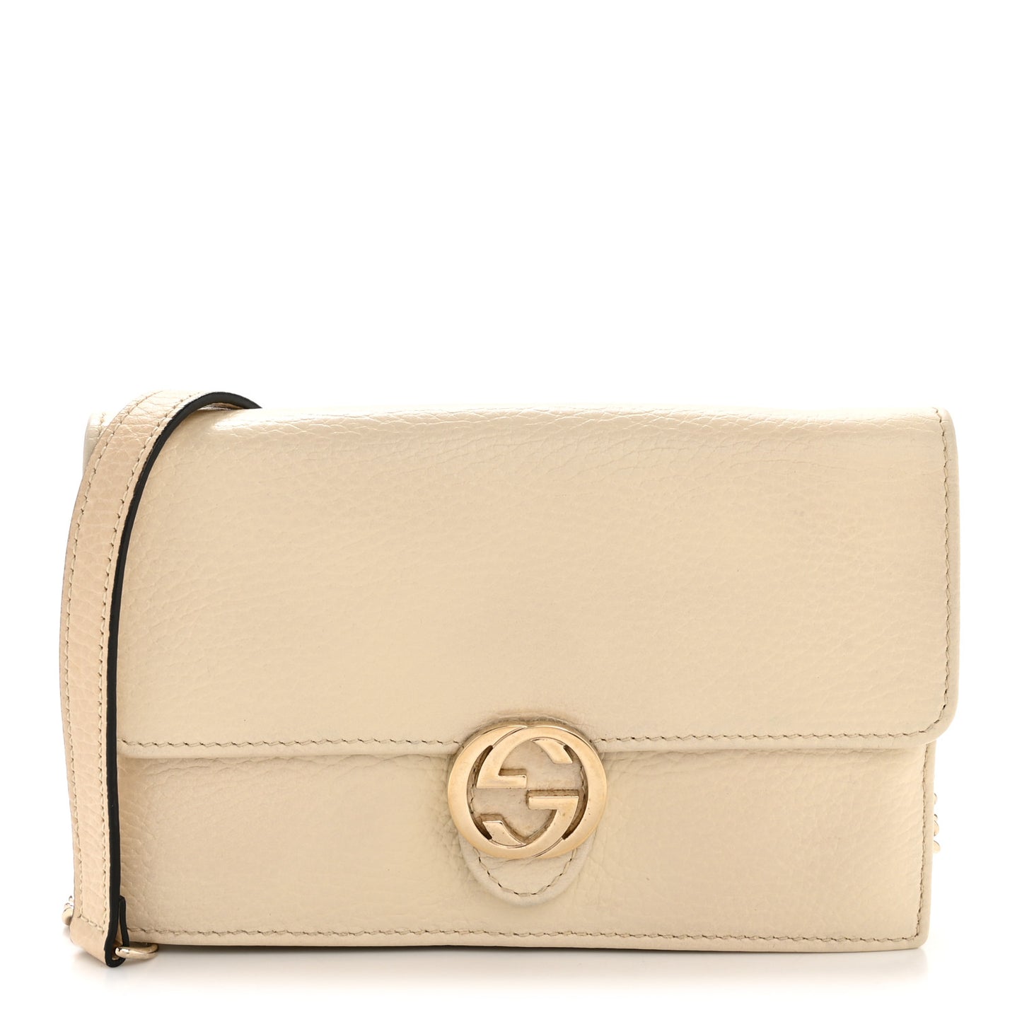 Dollar Calfskin Interlocking G Chain Wallet Ivoire Ivoire