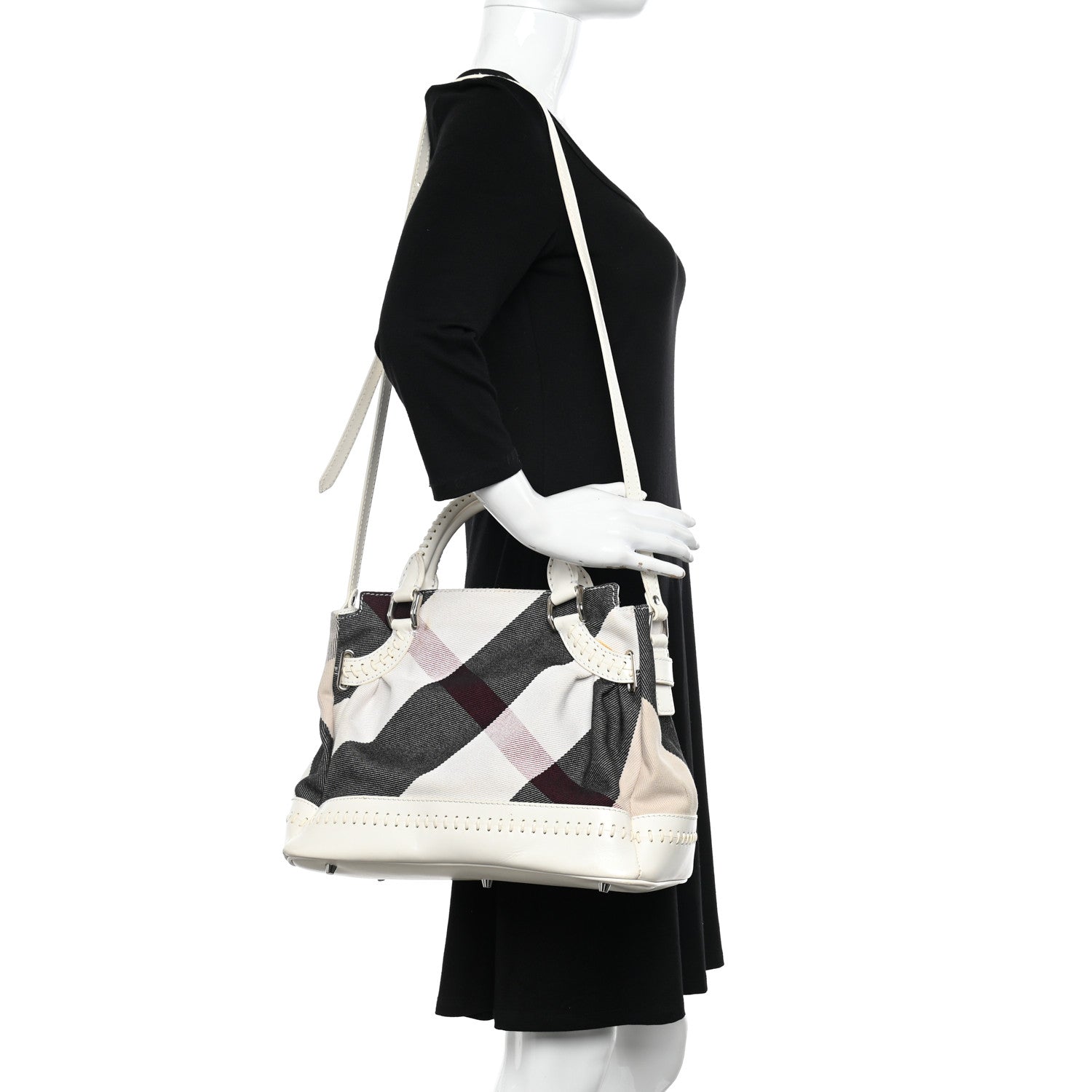 Burberry Canvas Mega Nova Check Shoulder Bag Pale Beige 2 of 11