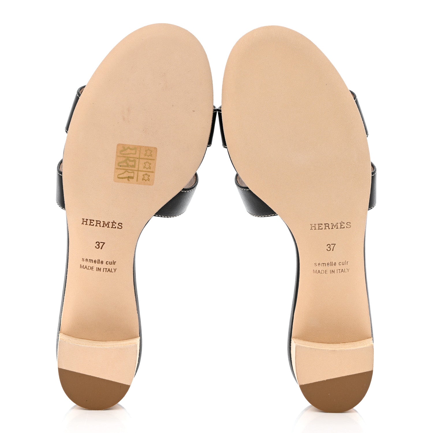 Hermes Calfskin Oasis Sandals 37 Black 5 of 9