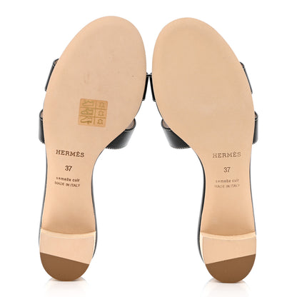 Hermes Calfskin Oasis Sandals 37 Black 5 of 9