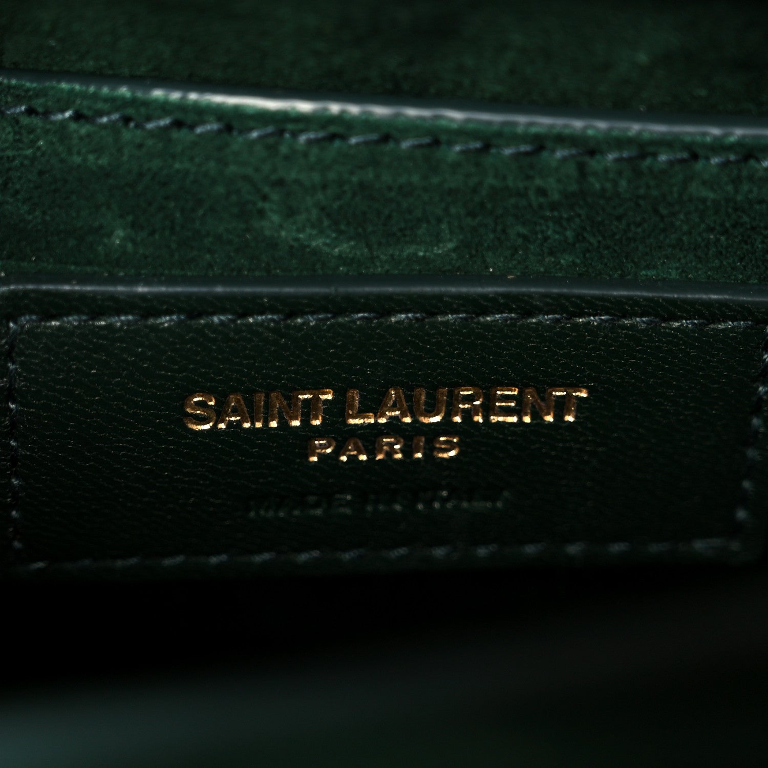 Saint Laurent Calfskin Crocodile Embossed Medium Monogram Sunset Dark Green 6 of 12