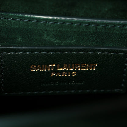 Saint Laurent Calfskin Crocodile Embossed Medium Monogram Sunset Dark Green 6 of 12