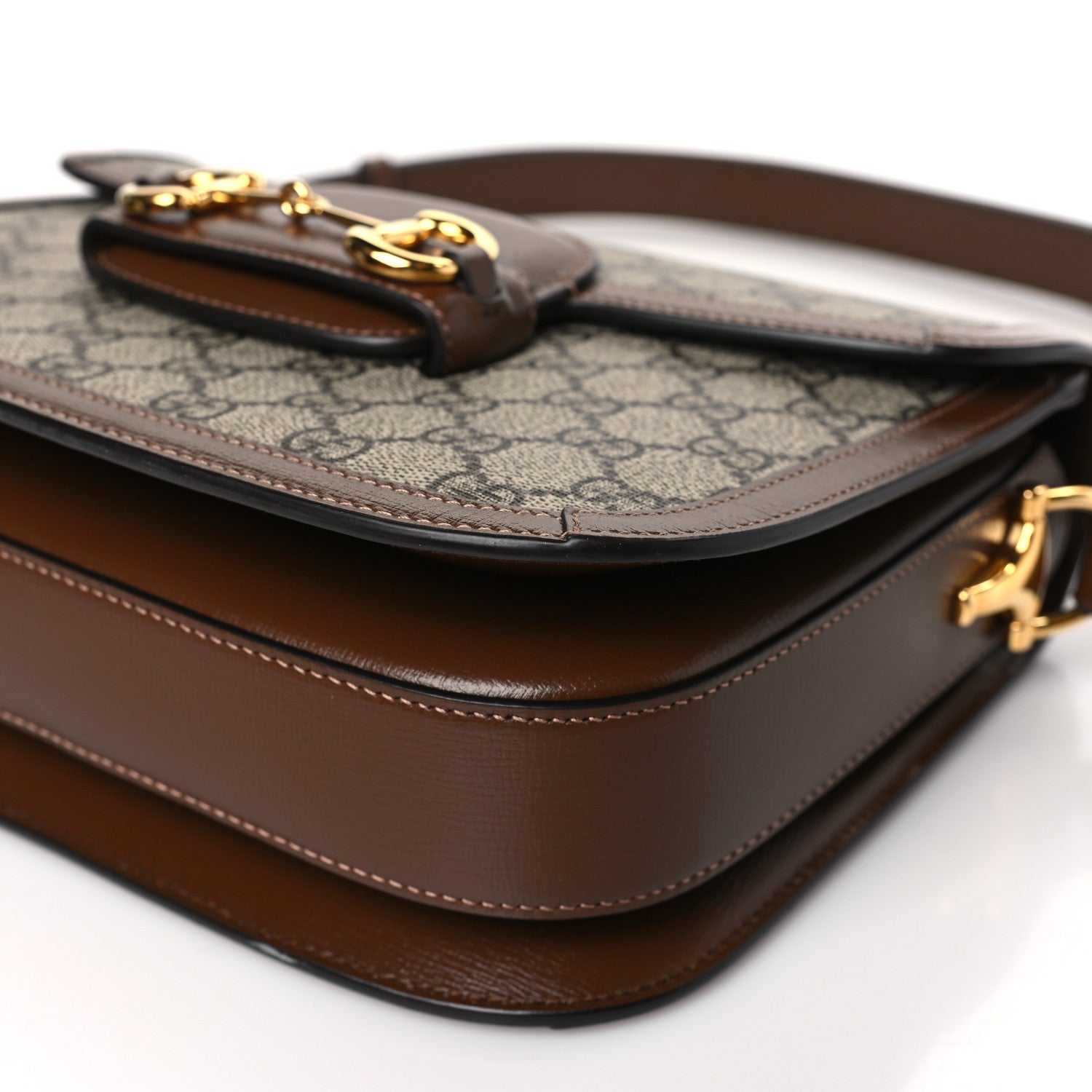 Gucci GG Supreme Monogram Horsebit 1955 Shoulder Bag Beige Brown Sugar 6 of 8