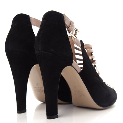 Valentino Garavani Suede Rockstud Caged Sandals 37 Black 4 of 10