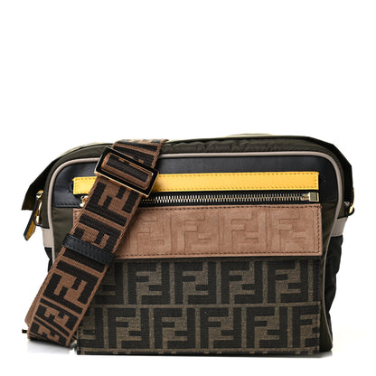 Fendi Nylon Dolmias Vitello Grace FF East West Messenger Military Brown Tortora 1 of 7