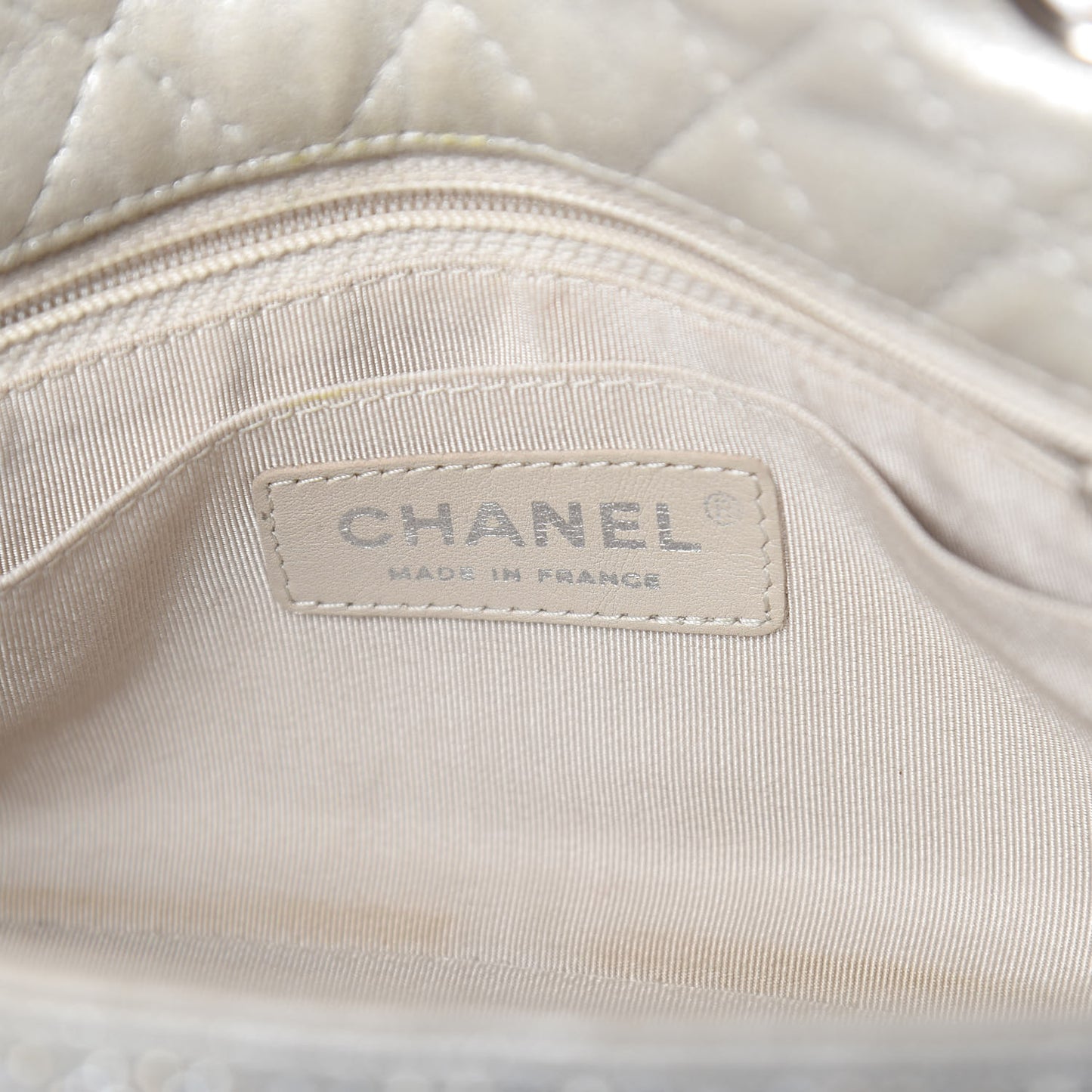 Iridescent Calfskin Studded Mini Flap Silver