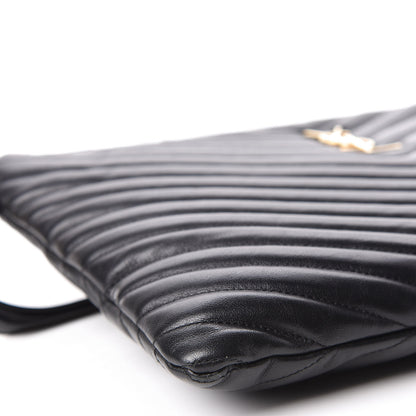 Saint Laurent Calfskin Matelasse Monogram Cassandre Tablet Pouch Black 8 of 9